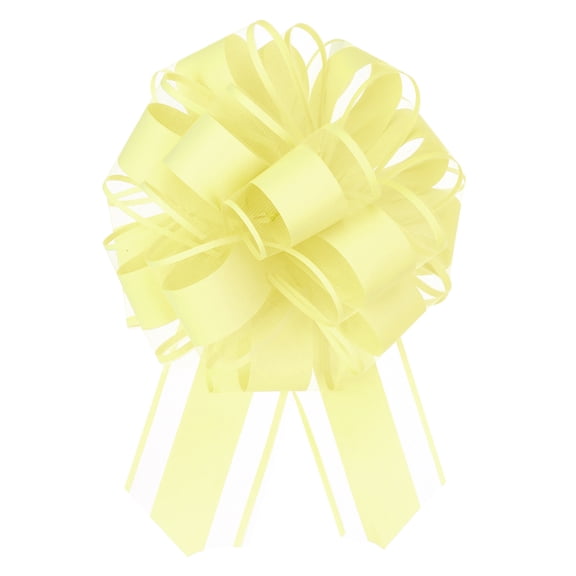 5 Pcs 8 Inch Large Big Pull Bow Organza Gift Wrapping Bows Ribbon for Wedding Car Baskets Presents Christmas Bow, Yellow
