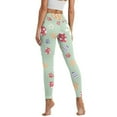 thumbnail image 2 of COEQINE High Waisted Yoga Leggings for Women with Pockets Buttery Soft Hip Lift Tummy Control Gym Pants 4-Way Stretch Comfortable Tights, Easter Egg Daisy Floral Paw Print Green, S, 2 of 7