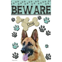 Flag Emotes - Double Sided Garden Flag - Beware Of Dog - German Shepherd