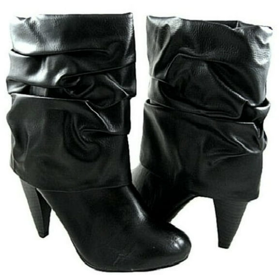 Icora Plaza Women's Style 250351 Mid-Calf Round Toe High Heel Slouched Fashion Boots Footwear 9M