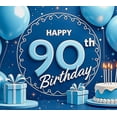thumbnail image 3 of Blue Themed 90th Birthday Banner with Balloons Candles and Gifts Backdrop Decoration for Birthday Party Photography Props Photo Booth Decorations Happy Birthday Celebrations, 3 of 4