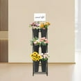 thumbnail image 4 of Flower Display Stand with 6 Buckets, Plastic Flower Vases 3 Layers  Cart with Wheels And Advertising Board Suitable for Homes Florists Courtyard Garden Banquet Wedding (Black), 4 of 9