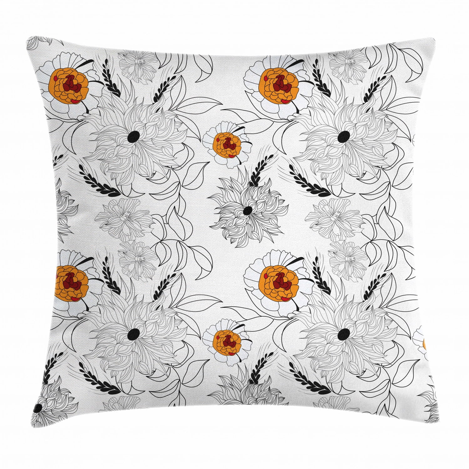 Floral Throw Pillow Cushion Cover, Simplistic Flower Petals Nature Beauty Florets Growth