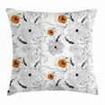 thumbnail image 1 of Floral Throw Pillow Cushion Cover, Simplistic Flower Petals Nature Beauty Florets Growth Illustration, Decorative Square Accent Pillow Case, 20 X 20 Inches, Orange Baby Blue White Black, by Ambesonne, 1 of 2