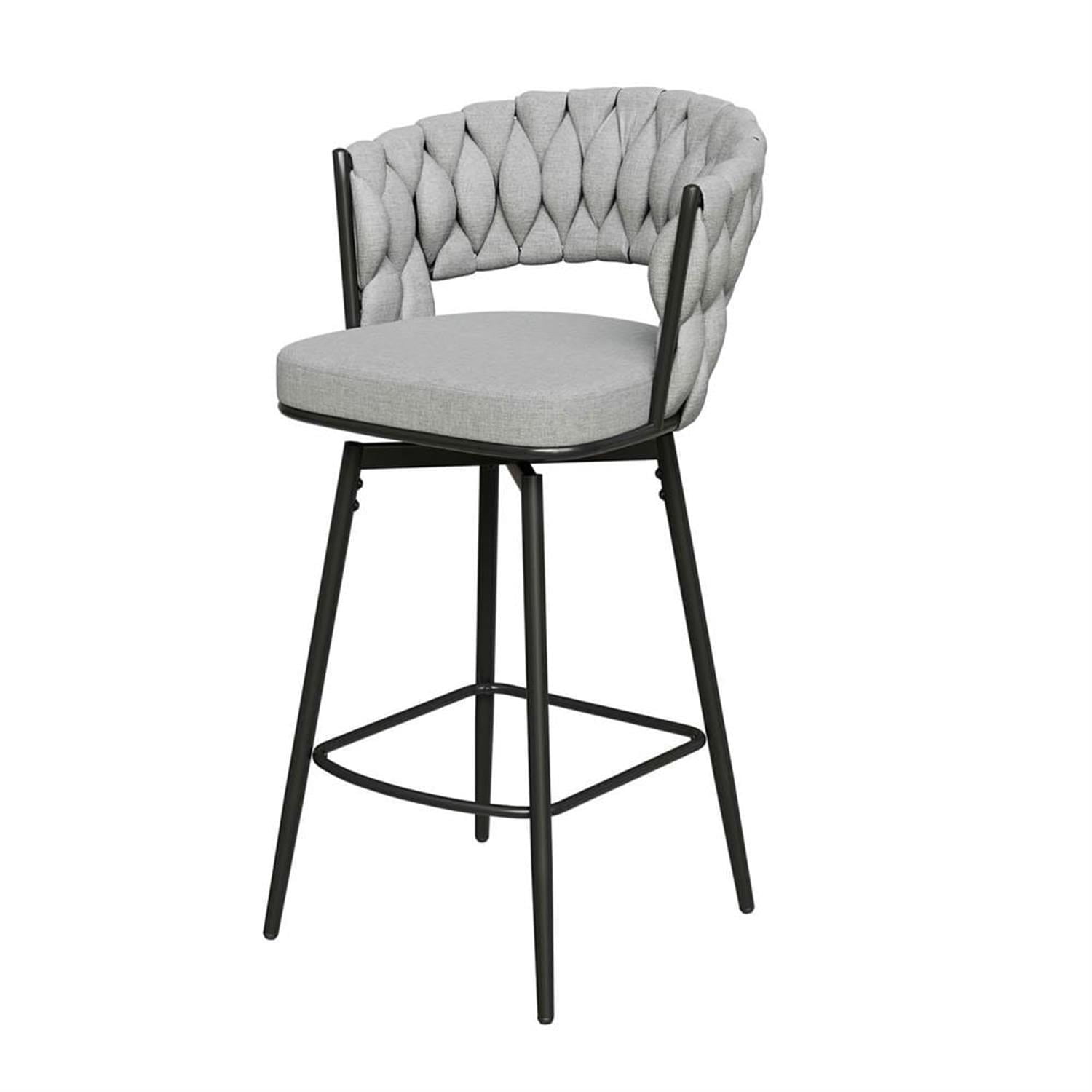 Demi Bonn 35" Counter Height Bar Stools Set of 2, Swivel Barstools with Soft Cushioned Back, Kitchen Island Countertop Chairs for Dining Room, Gray
