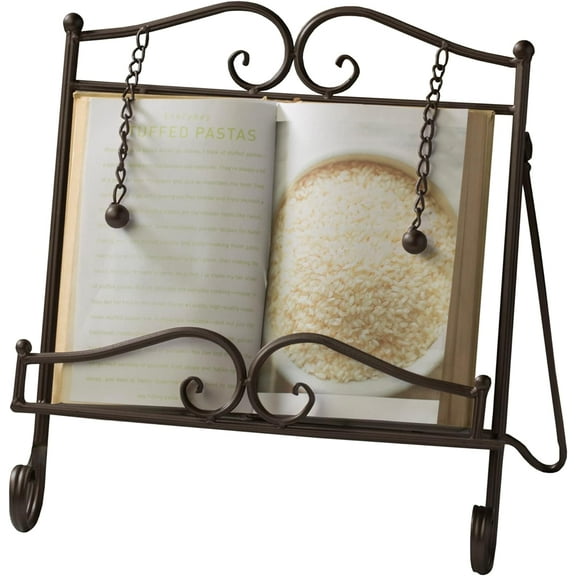 Swirl Design Metal Cookbook Stand for Cookbooks, , Recipes, Portable, Adjustable, Standing