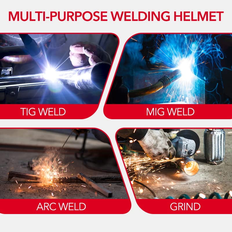 Welding Helmet Auto Darkening Welding Hood Solar Powered True Color Welder Mask 2 Arc Sensor Wide Shade 9-13 Welder Helmet with Grinding Cut for MIG TIG ARC