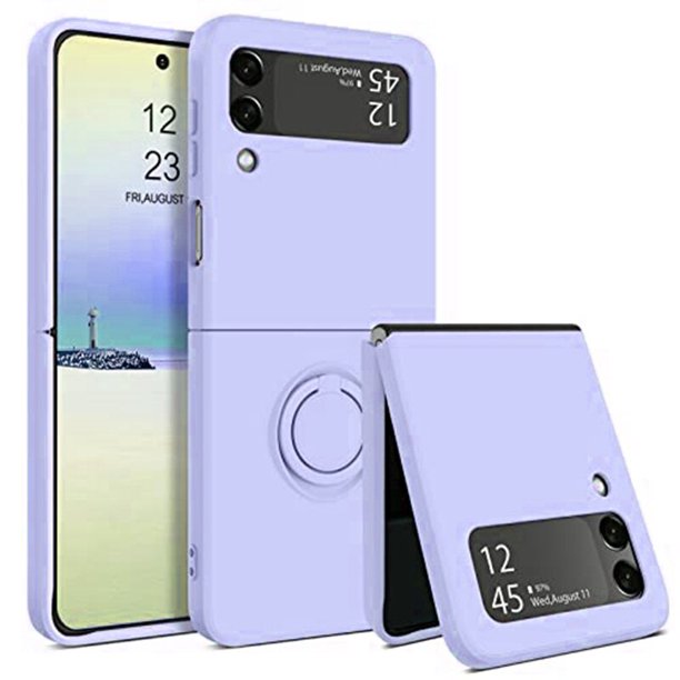 Funda de teléfono magnética con soporte de anillo de lujo para Samsung Galaxy Z Flip 4 Flip 3, funda de silicona con sensación de piel para Samsung Z Flip4 3 Fivean unisex