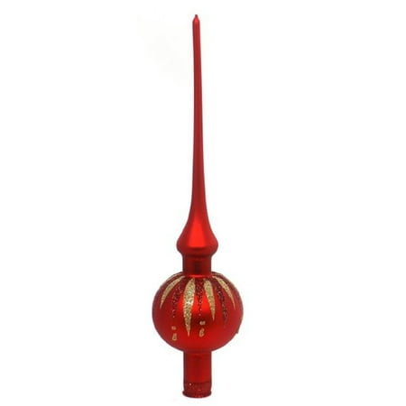 Inge Glas Fancy Red Finial German Glass Christmas Tree Topper Decoration