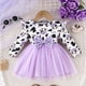 thumbnail image 2 of Odeerbi Niñas Vaca Imprimir Tul Vestido Ruffle Manga Larga Cuello Redondo Patchwork Malla Vestido, 2 of 4