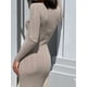 thumbnail image 4 of Vestido de punto ajustado de Color sólido para primavera y otoño para mujer, vestido acanalado de manga larga con cuello redondo, vestido largo ajustado, 4 of 5