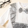 thumbnail image 4 of Faraee Baby Boys Gentleman Romper Button Down One-Piece Outfit Infant Cotton Tuxedo Jumpsuit Newborn Long Sleeve Clothes 0 3 6 12 Months Grey, 4 of 8