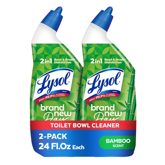 Lysol Toilet Bowl Cleaner Clinging Gel, Cleaning, Disinfecting, and Stain Removal, Bamboo Scent, 24 fl oz. (2 Pack)