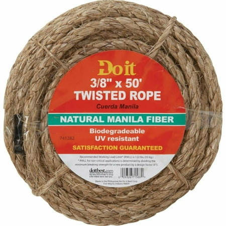 

Do it Best 3-8 In. x 50 Ft. Natural Twisted Manila Fiber Packaged Rope 19142III 19142III 741282