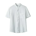 thumbnail image 1 of Camisa de Botón de Manga Corta de los Hombres, Holiday Casual Color Sólido, Camisa de Bolsillo de Cuello de Pie, 1 of 9