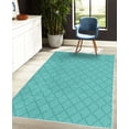 thumbnail image 4 of Geometric Decorative Rug, Simple Monochrome Patterns Linked Forms on Plain Background Modern, Quality Carpet for Bedroom Dorm and Living Room, 6 Sizes, Sky Blue, by Ambesonne, 4 of 4
