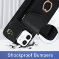 thumbnail image 4 of for iPhone 11 Case Wallet, Card Holder Kickstand Mental Ring Leather for iPhone 11 Case, Card Slot iPhone 11 Case for Girls Women + 1* Sling Lanyard -Black, 4 of 16