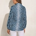 thumbnail image 2 of Blue Snake Pattern Long Sleeve Blouse Woman Streetwear Casual Shirts Summer Oversize Woman Streetwear Clothing Birthday Present, 2 of 7