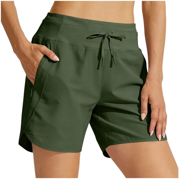Lmueinov Women's 7" Athletic Running Long Shorts Workout Hiking Shorts Quick Dry High Waisted Active Zipper Pocket, 2026 Summer Trendy