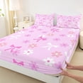 thumbnail image 3 of Manfei Violet Love Heart Full Size Sheets for Teen, Kawaii Princess Bow-tie Bed Sheets, Cartoon Bowknot Sheet Sets, Luxury Bedroom Decor, 4pcs, 3 of 7