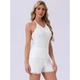 thumbnail image 2 of DARING DIVA Cami Pajamas Lace Trim V Neck 2 Pieces Sleepwear M White, 2 of 6