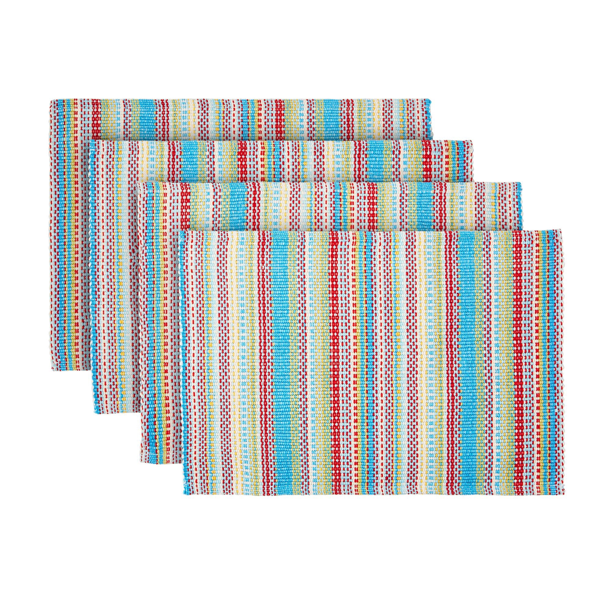 The Pioneer Woman Chunky Stripe Placemat, Table Runner, Napkin, and Napkin Ring Set, 13 Piece, Multi-color