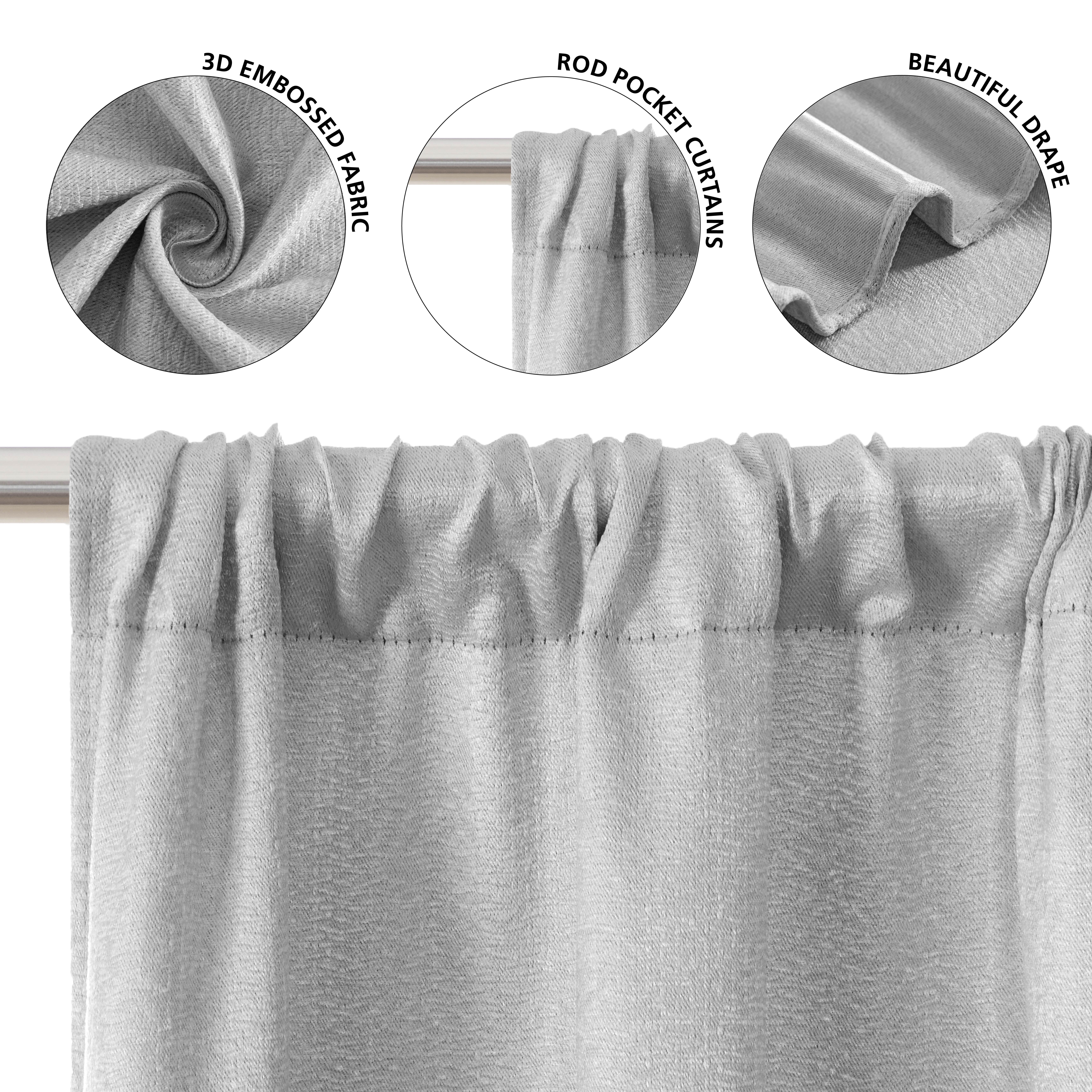 Mainstays 4 of a Kind Blackout Curtain Panels, Set of 4, Gray, 28" W x 95" L