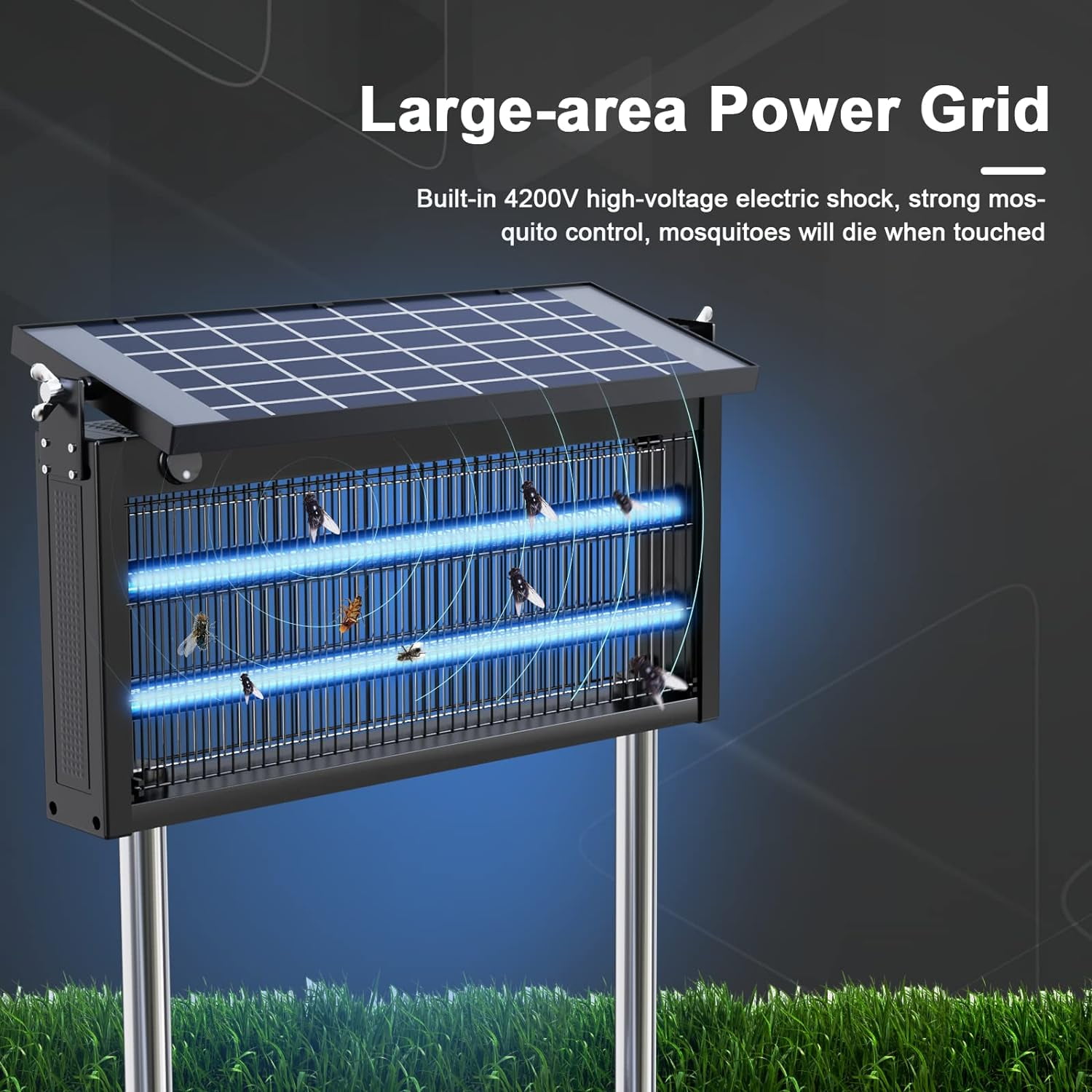 17.7 * 9.8 * 7.1in Bug Zapper Outdoor - Mosquito Repellent Outdoor Patio,Solar Bug Zapper Indoor,Waterproof Portable Fly Zapper,High Powered 4500V Mosquito Zappers Killer for Home,Patio,Camping