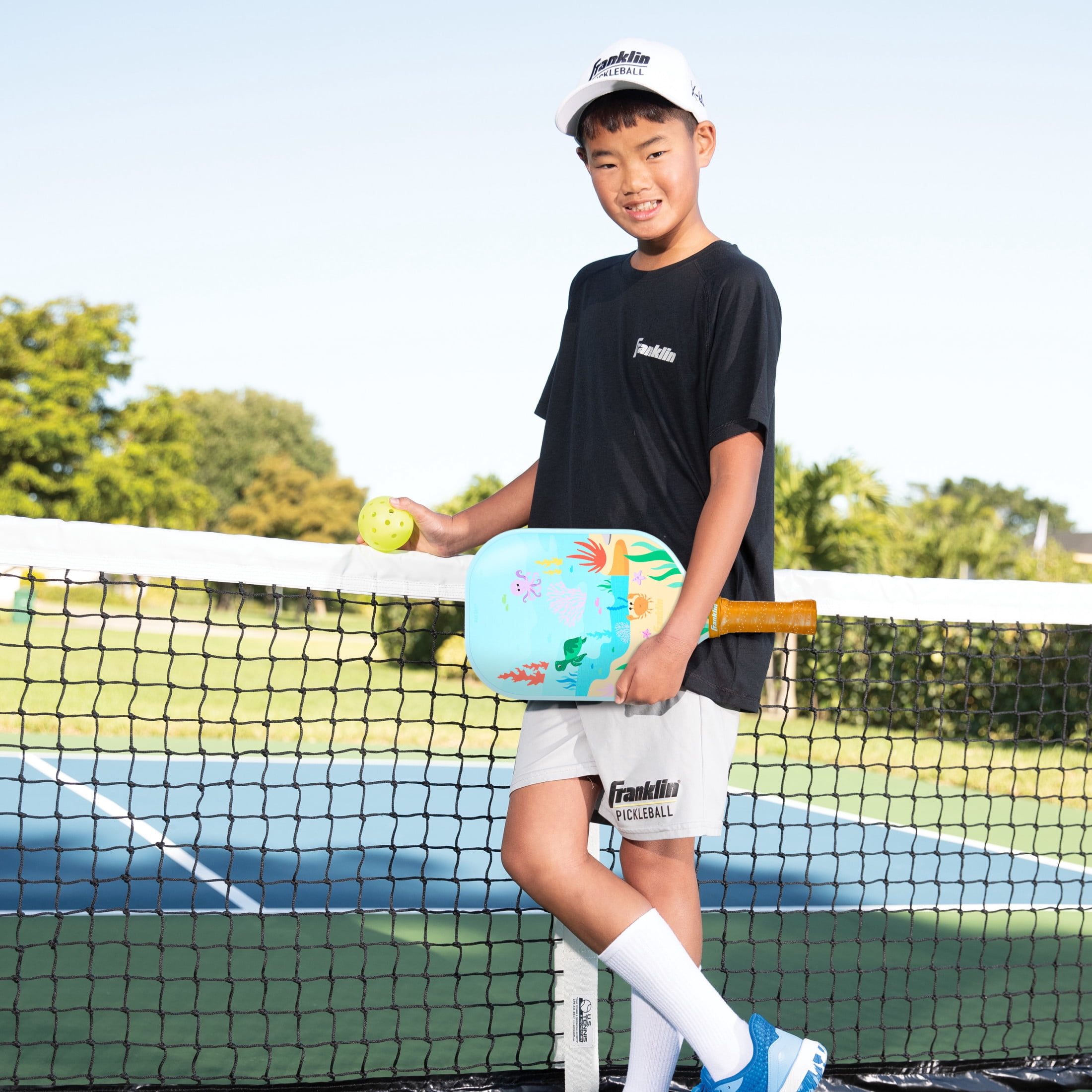 Franklin Sports Youth Pickleball Paddle - Pickleball Paddles for Kids - Max Grit Fiberglass Surface - Polypropylene Core - USA Pickleball (USAP) Approved - Sealife