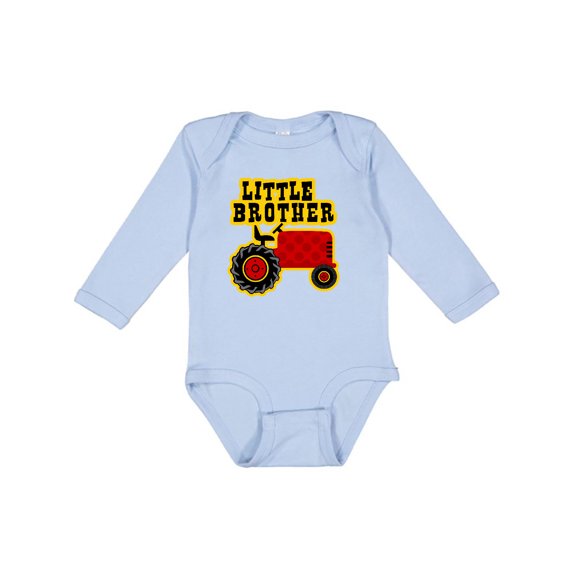 Inktastic Red Tractor Little Brother Boys Long Sleeve Baby Bodysuit