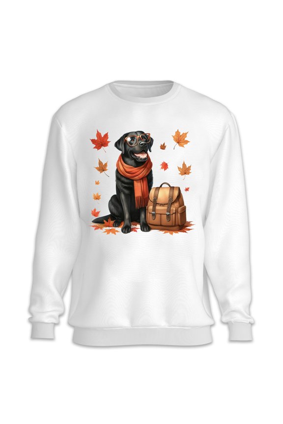 Welcome Fall Labrador Retriever Enjoys School Time Autumn Fall Leaves Sweatshirt Unisex Merch Lab Dog Lover Gifts - 02013
