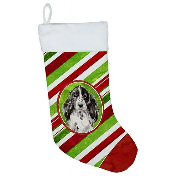 Caroline's Treasures Snowflakes Parti Cocker Spaniel Multi-color Christmas Stocking, with Soft Suede Fabric 18"