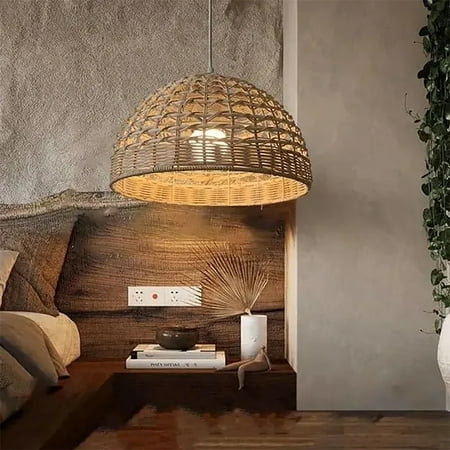 

Quistrepon Vine Woven Lampshade Homestay Hotel Restaurant Tea Room Creative Retro Hand Woven Personalized Chandelier