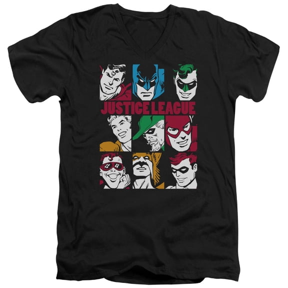 Dc - Nine Blocks Of Justice - Slim Fit V Neck Shirt - Small