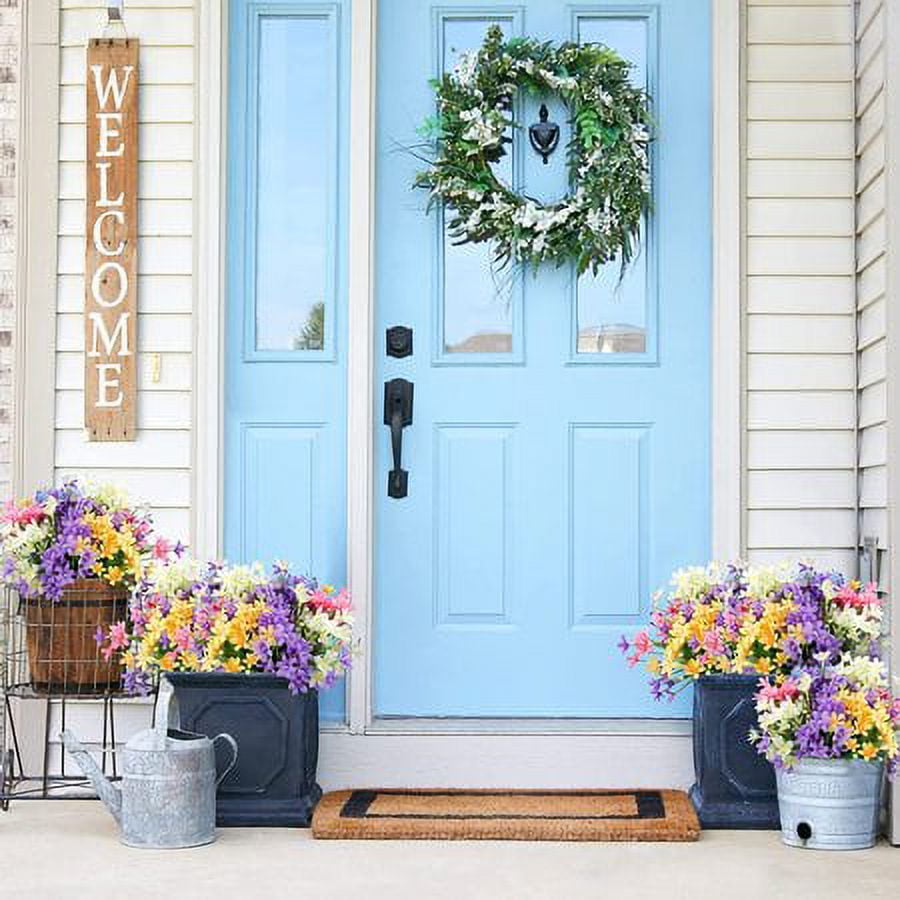 ZOELNIC Artificial Daffodils Flowers, 10 Bundles Fake Flowers with Stems, UV Resistant No Fade Plastic Plants Faux Flowers Bouquet for Indoor Outdoor Home Garden Decoration