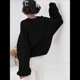 thumbnail image 5 of Suéteres de Mujer de Otoño, de Punto , de Larga, Cuello Redondo, Suéteres Holgados y Gruesos. Negro L, 5 of 9