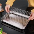 thumbnail image 3 of Rust-Resistant 430 Stainless Steel Rectangular Tray: Multi-Functional Oil-Draining Dish for Home Cooking, Grilling, Fruit Serving & Outdoor Use – Elegant Design, Easy to Clean, Ideal for Bulk, 3 of 6