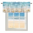 thumbnail image 4 of Kitchen Valances for Window, Blue Oceans Brown Beach Light Filtering Rod Pocket Valance Curtain, Sea Stars Shells Short Curtains Window Topper for Bedroom Bathroom Living Room 42x18in, 4 of 9