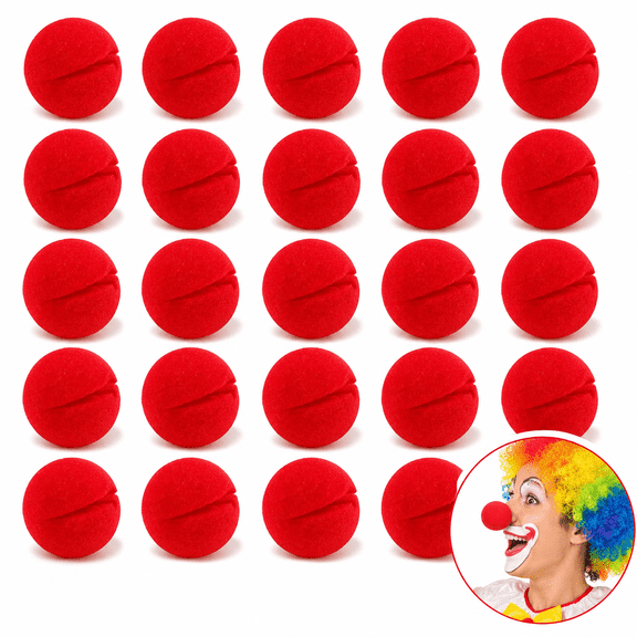 Artrylin 25 Pcs Red Circus Clown Nose,Costume Party Cosplay Nose Decor,2 inch Sponge Clown Reindeer Nose,Carnival Circus Noses,Christmas Cosplay Supplies
