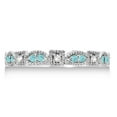 thumbnail image 4 of Vintage Stackable Diamond and Aquamarine Ring 14k White Gold (0.15ct), 4 of 4