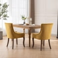 thumbnail image 3 of Bellemave Velvet Dining Room Chairs Set of 2, Upholstered Tufted Dining Chair with Solid Wood Legs for Kitchen (2-Pcs Set, Golden Yellow), 3 of 9