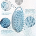 thumbnail image 4 of 2 piezas Cepillo de ducha, cepillo de masaje de silicona exfoliante, cepillo de baño y champú de silicona 2 en 1, masajeador del cuero cabelludo, espuma densa. Ideal para baños y masajes - rosa y azul, 4 of 4