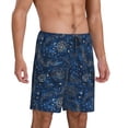 thumbnail image 6 of Mens Pajama Shorts, golden star blue starry sky Sleep Shorts Men Pajama Bottoms Lounge PJ Shorts with Pockets, 6 of 6