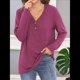 thumbnail image 5 of Blusas Tipo Túnica de Larga para Mujer, con Cuello en V, Botones y Ribete Suave, Informales y Holgadas Vino Tinto M, 5 of 7