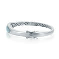 thumbnail image 2 of iJewelry2 Sterling Silver Double Horizontal Teardrop Larimar Shaped Stones Bangle Bracelet, 2 of 2