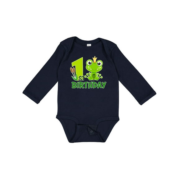 Inktastic 1st Birthday Prince Frog Boys Long Sleeve Baby Bodysuit