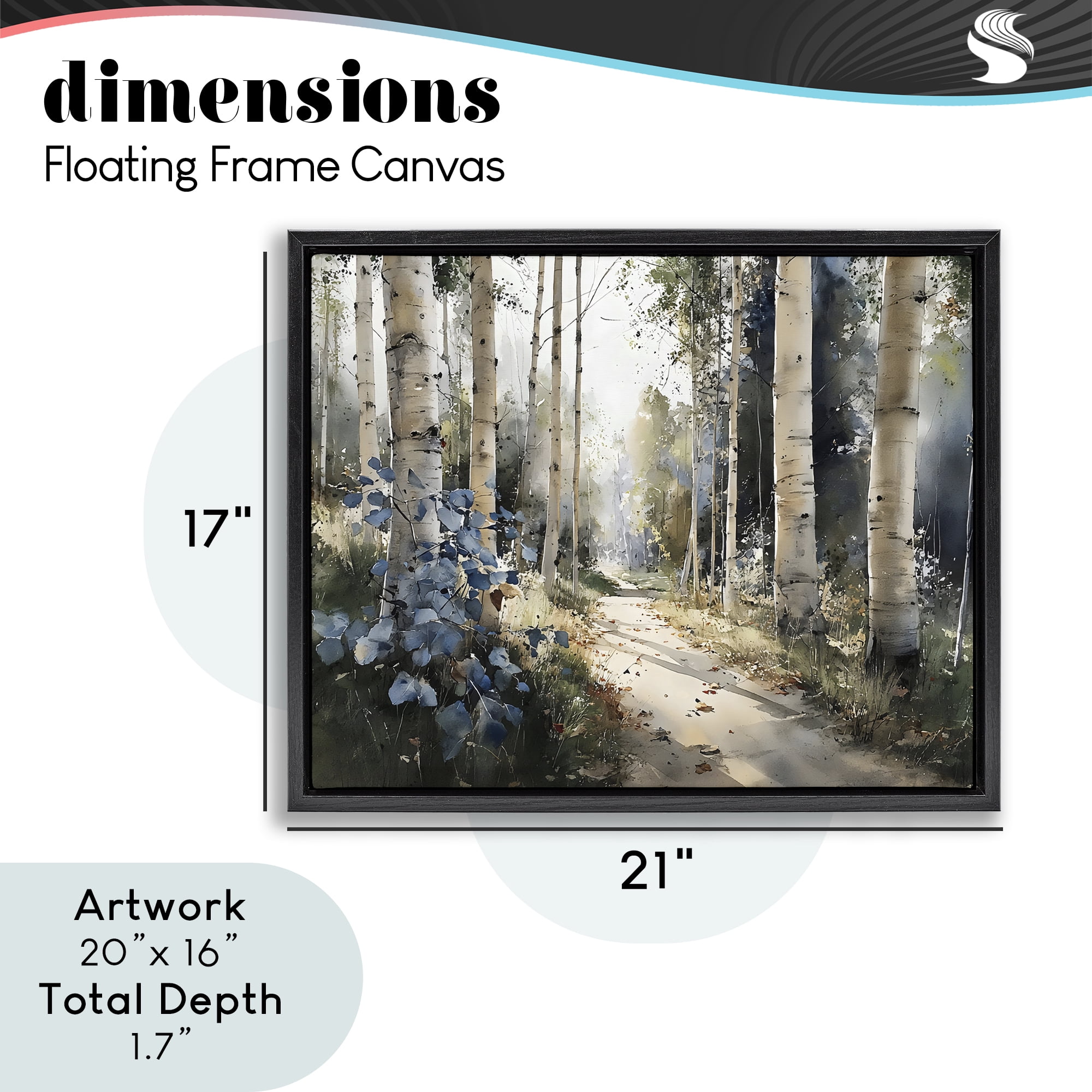 Stupell Industries Blue Birch Sunlit Forest Black Framed Floater Canvas Wall Art, design by Franklyn Gregory
