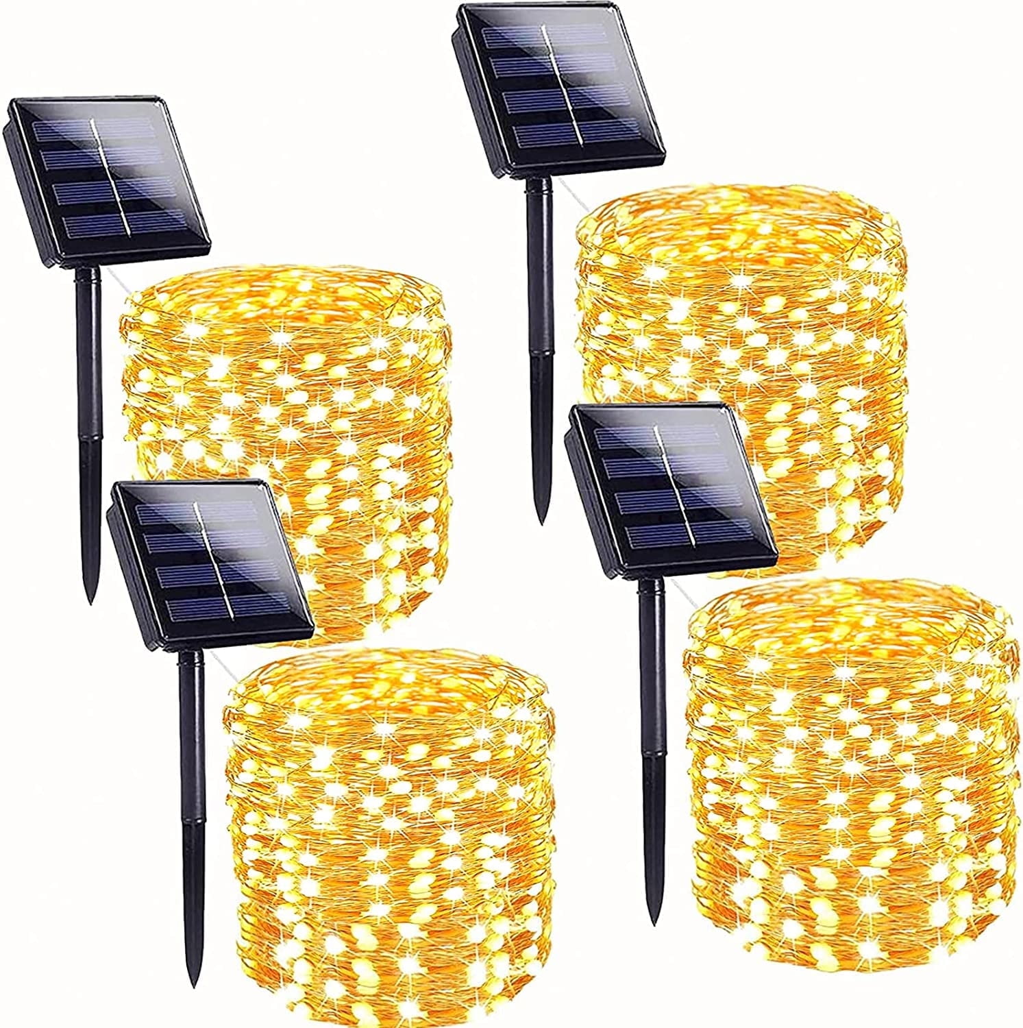 Juhefa 4-Pack Solar String Lights, 184 Ft, 520 LED, Warm White