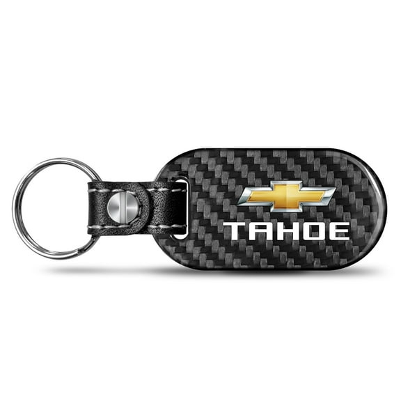 iPick Image for Chevrolet Tahoe Real Black Carbon Fiber Tag Style Key Chain, Official Licensed