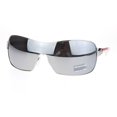thumbnail image 4 of Mens Italian Designer Fashion Rimless Shield Sport Pilot Sunglasses Gold Brown (silver mirror white), 4 of 4